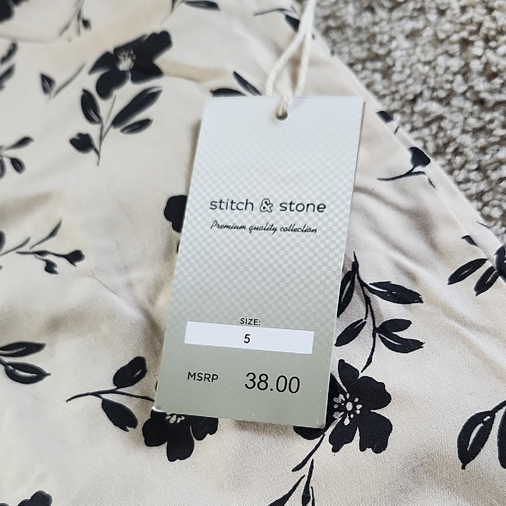 Kids Floral Button-Down Shirt - Beige and Black - Picture 2 of 4